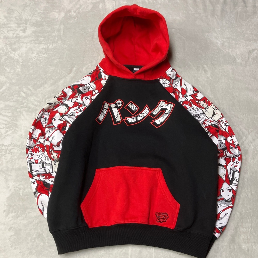 GamerSupps Hoodie Waifu Cups Season 5 Anime Manga AOP Print Black Red Mens M